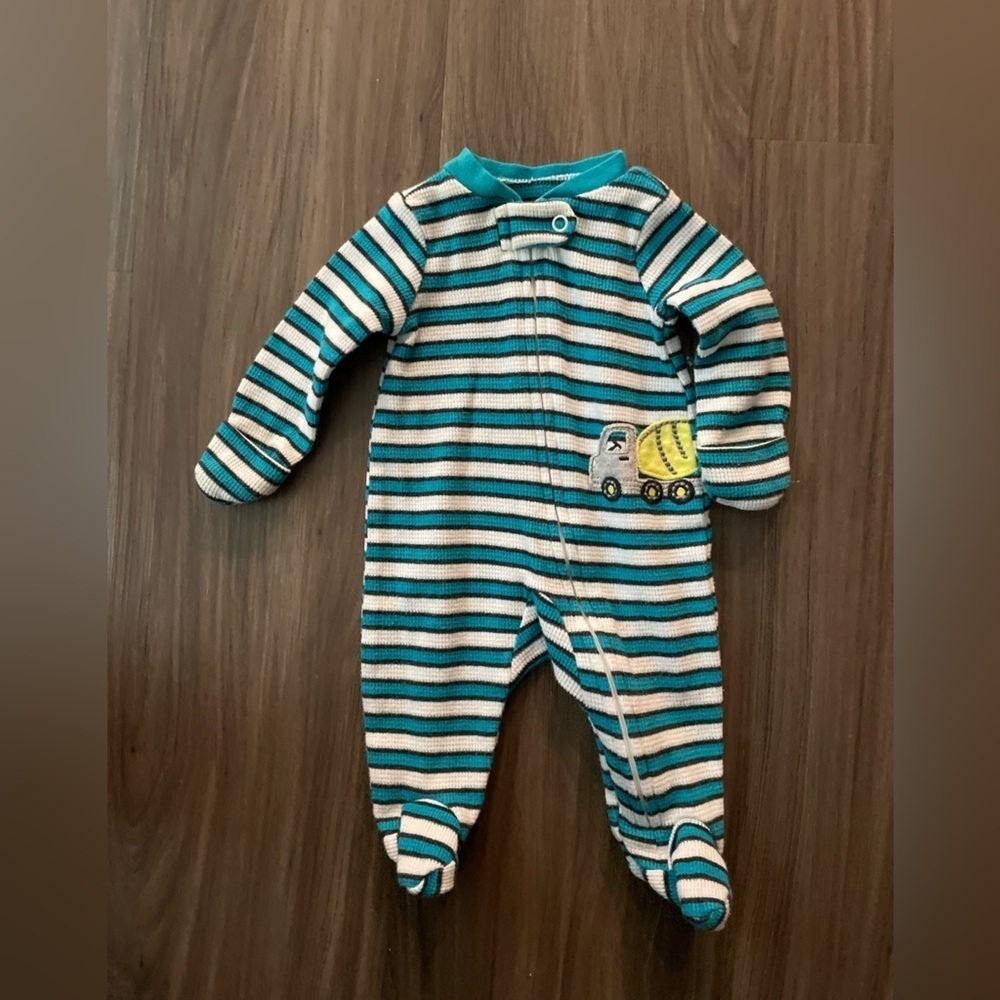 Carter's baby boy newborn Blue and White Footies Soft and Cozy